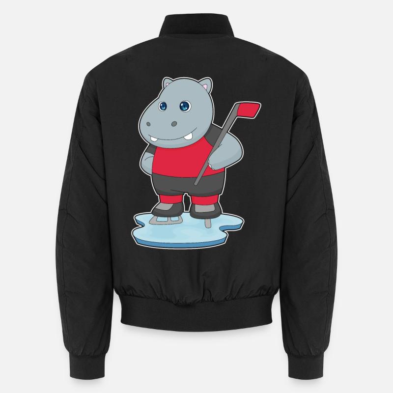 Nilpferd Eishockey Eishockeyschläger - Unisex Bomberjacke - Schwarz