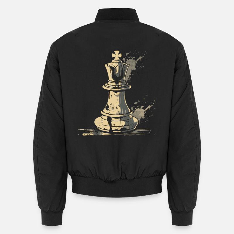 Schachfiguren Grafik - Unisex Bomberjacke - Schwarz