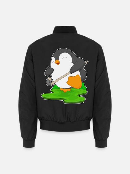 Pinguin Feldhockey Feldhockeyschläger - Unisex Bomberjacke - Schwarz