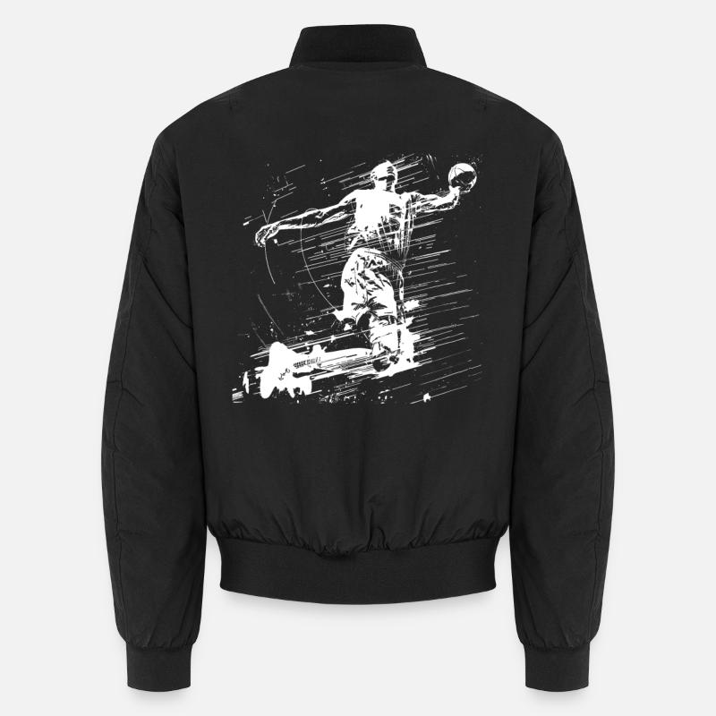 Basketball Player Drawing - Unisex Bomber Jacket - black