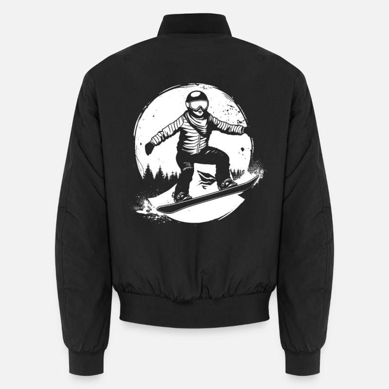 Snowboarder Drawing - Unisex Bomber Jacket - black