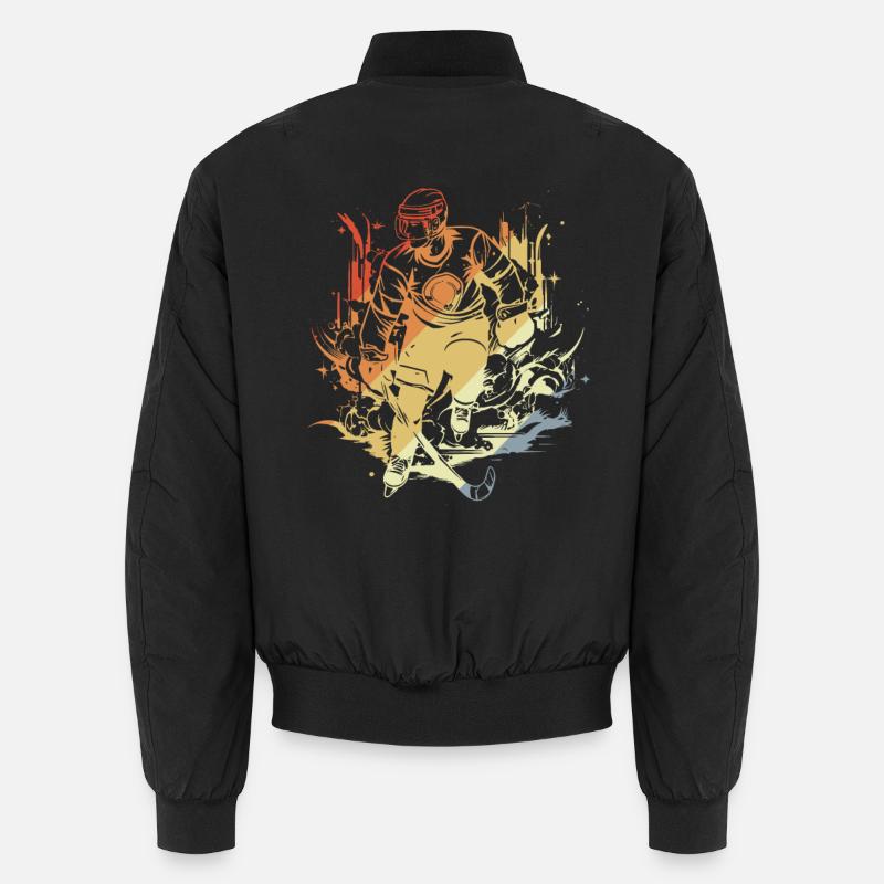 Eishockeyspieler Comic Stil - Unisex Bomberjacke - Schwarz