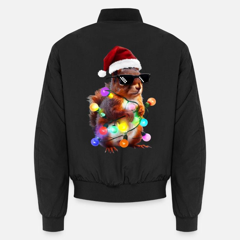 Weihnachts Eichhörnchen mit Lichterkett Unisex Bomberjacke