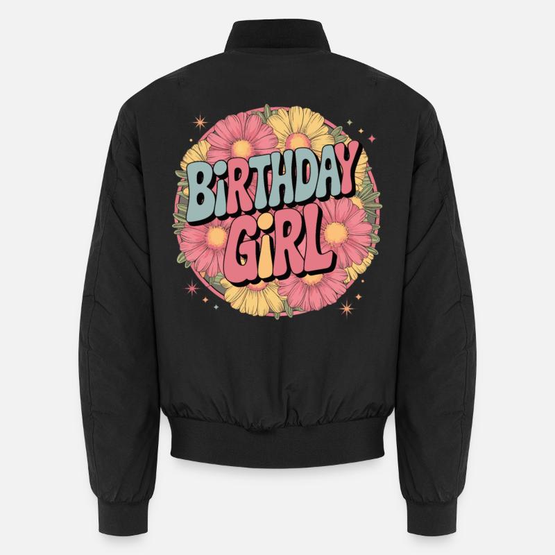 Fille d’anniversaire Floral Rétro Fun Célébration Design Bomber unisexe