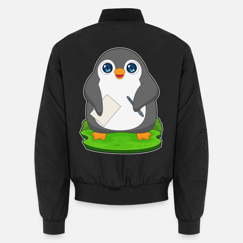Papier stylo pingouin - Bomber unisexe - noir