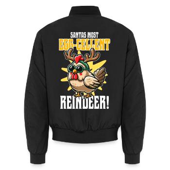 Santa's Most Egg-cellent Reindeer, Weihnachtsdesin - Unisex Bomberjacke - Schwarz - Hinten - AI Model Male 185 light (185cm)