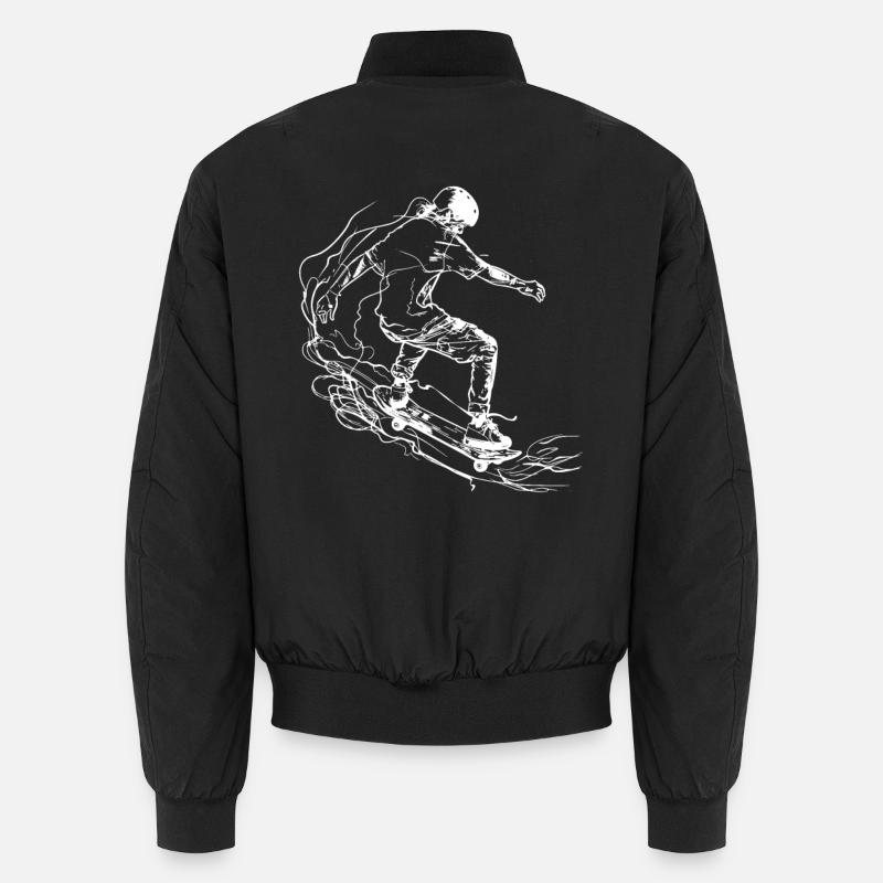 Skateboarder Line Art - Unisex Bomberjacke - Schwarz
