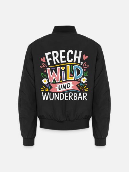 Frech Wild und Wunderbar – kunterbunte Motive - Unisex Bomberjacke - Schwarz