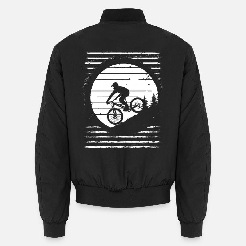 Mountain Biker Drawing - Unisex Bomber Jacket - black