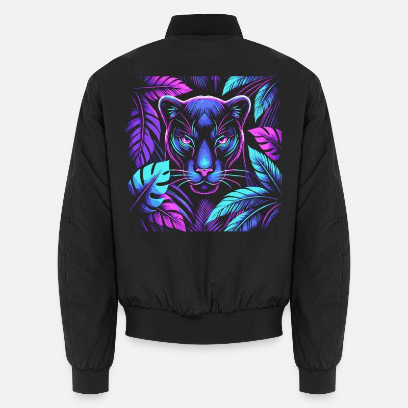 Panthère vive avec motif de feuilles tropicales Bomber unisexe