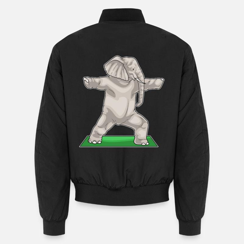 Tapis de yoga éléphant - Bomber unisexe - noir