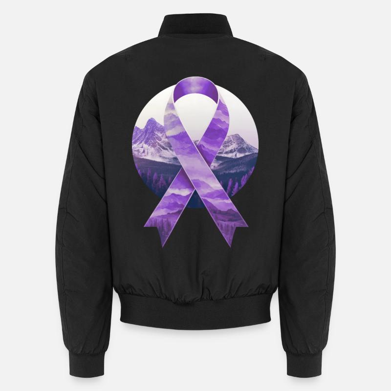 Lavendel Krebs Bewusstein Schleife Berge Geschenk - Unisex Bomberjacke - Schwarz