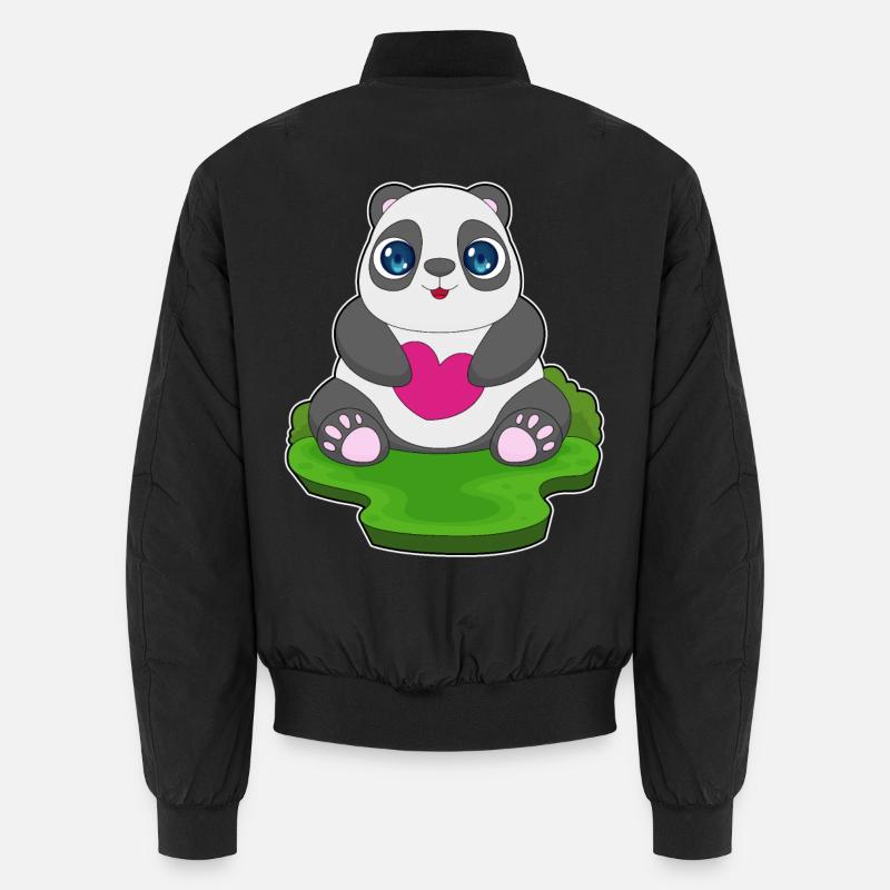 Panda Herz - Unisex Bomberjacke - Schwarz