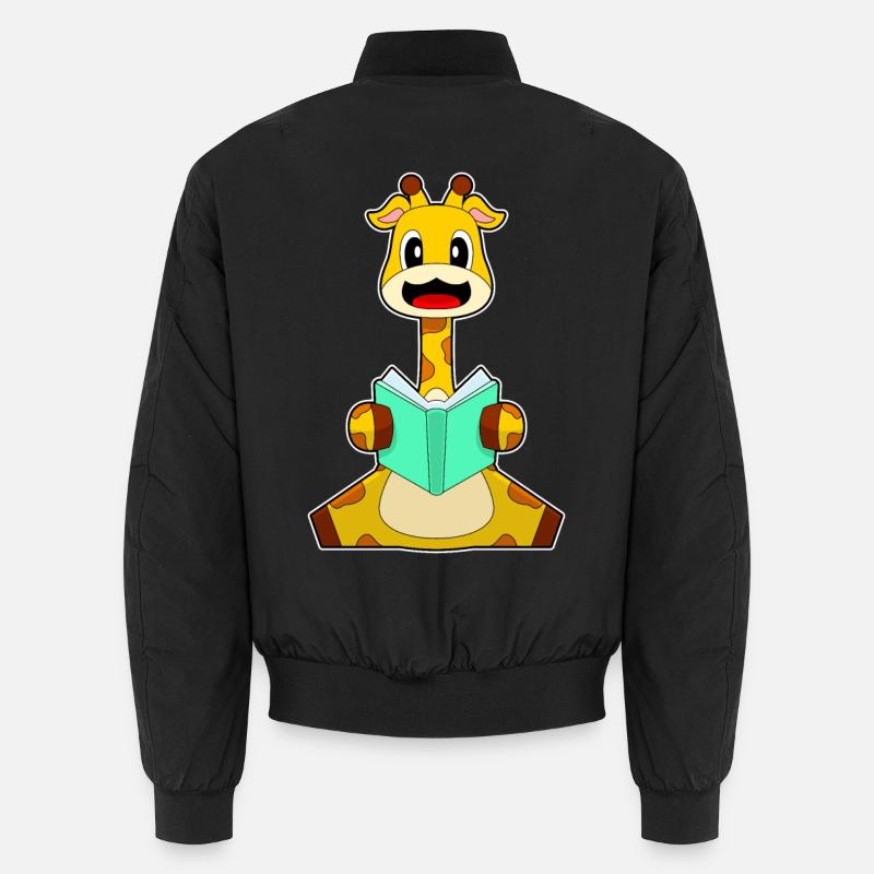 Giraffe Nerd Buch - Unisex Bomberjacke - Schwarz