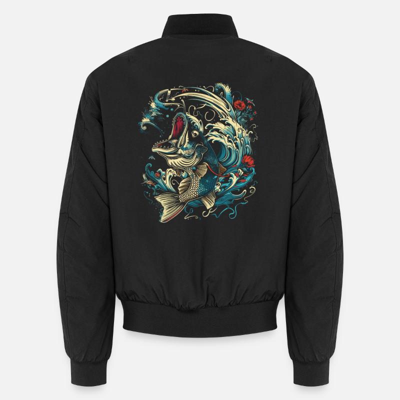Style de dessin animé de pêche - Bomber unisexe - noir