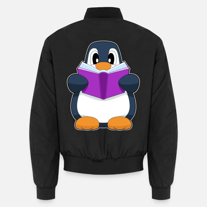 Pinguin Nerd Buch - Unisex Bomberjacke - Schwarz