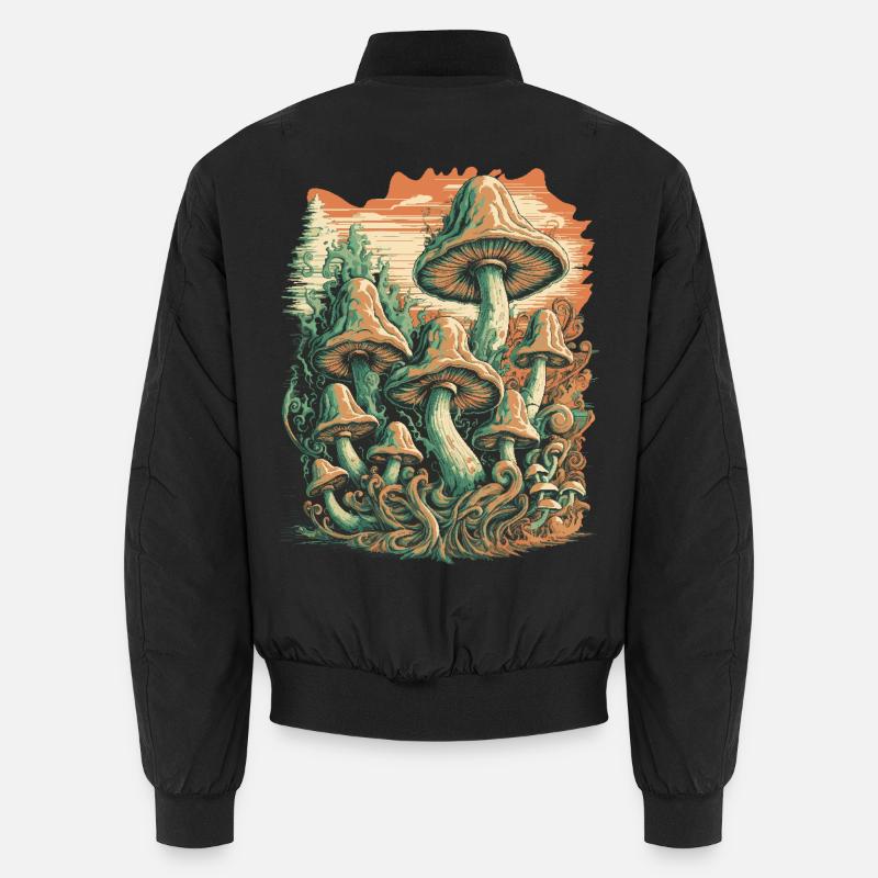 Mystical Forest Mushroom Psychedelic Art Unisex Bomber Jacket
