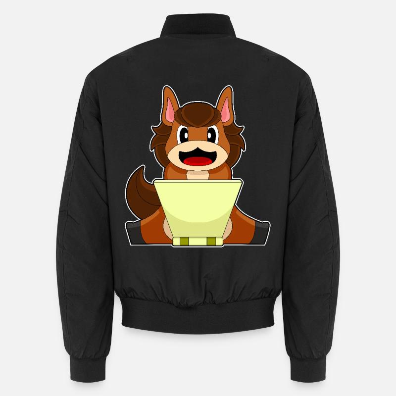 Pferd Laptop - Unisex Bomberjacke - Schwarz