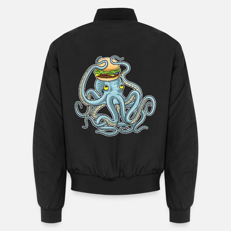 Octopus Cheeseburger - Unisex Bomber Jacket - black