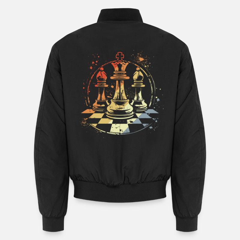 Retro Chess Pieces Unisex Bomber Jacket