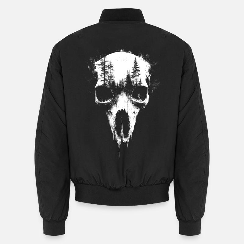 Hirsch Schädel Wald Exposition Gothic Surreale Grafik Unisex Bomberjacke