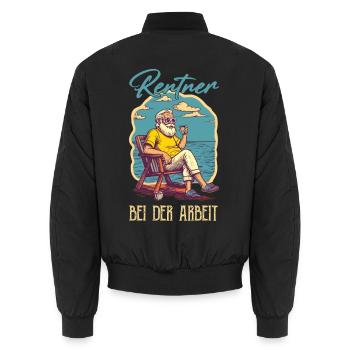 Rentner bei der Arbeit - Ruhestand am Strand - Unisex Bomberjacke - Schwarz - Hinten - AI Model Male 185 light (185cm)