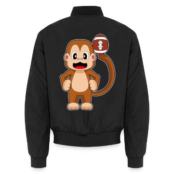 Monkey American Football Sports - Unisex Bomber Jacket - black - Back - AI Model Male 185 light (185cm)