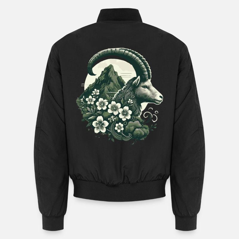 Steinbock Sternzeichen - Bergziege Astrologie - Unisex Bomberjacke - Schwarz