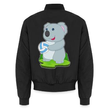 Koala Volleyball Player Volleyball - Unisex Bomber Jacket - black - Back - AI Model Male 185 light (185cm)