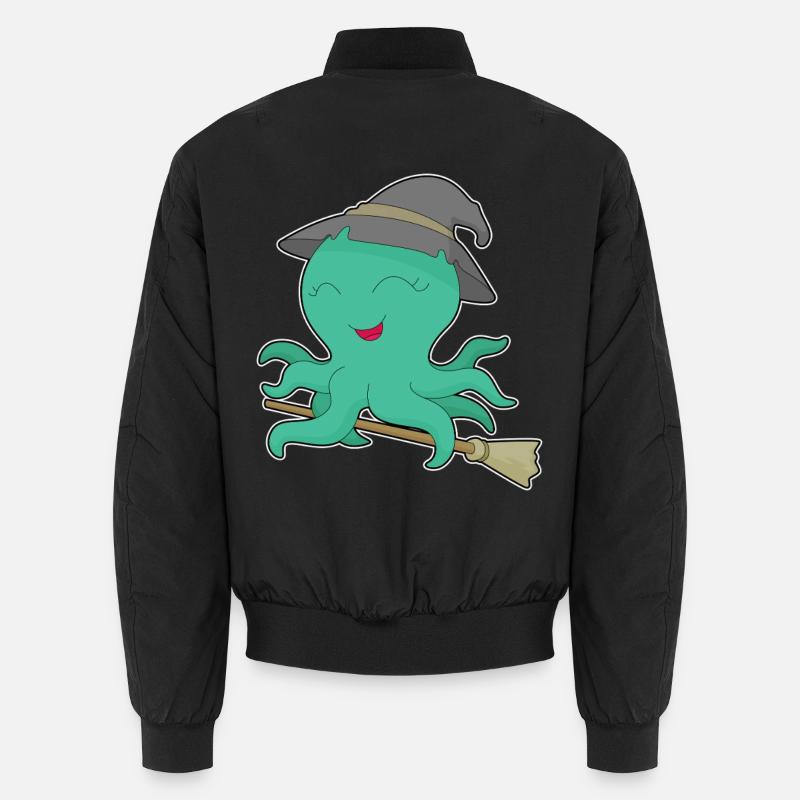 Octopus Witch Broom - Unisex Bomber Jacket - black