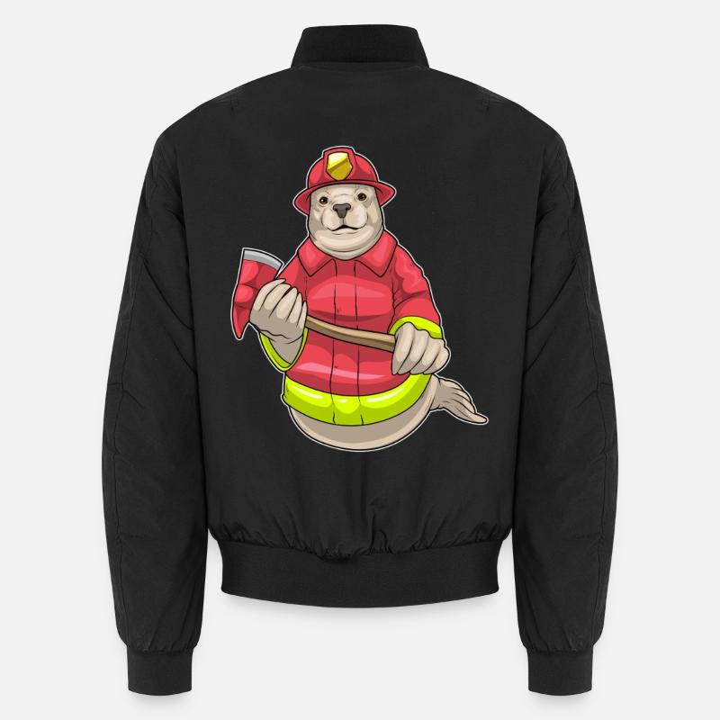 Seal Firefighter Axe Fire Brigade Unisex Bomber Jacket