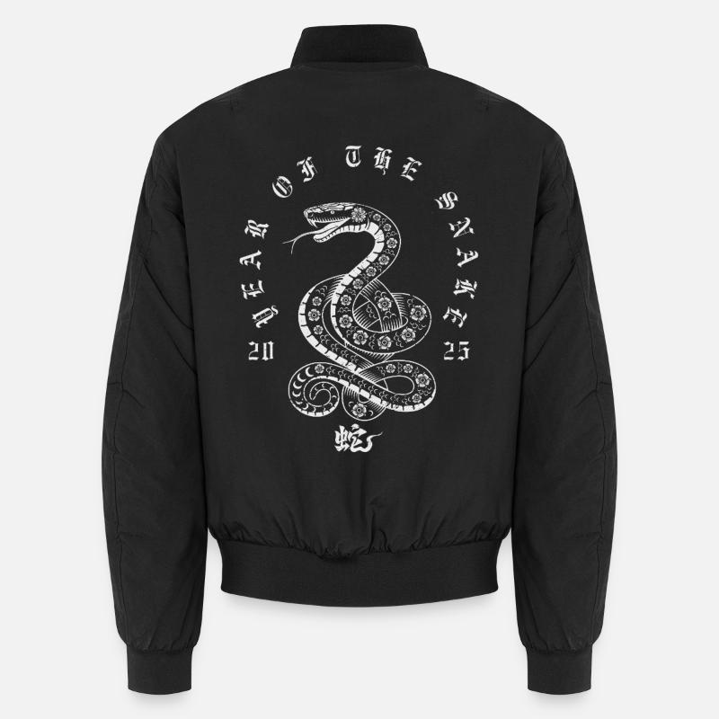 Serpent Floral Emblème Circulaire Année du Serpent Bomber unisexe