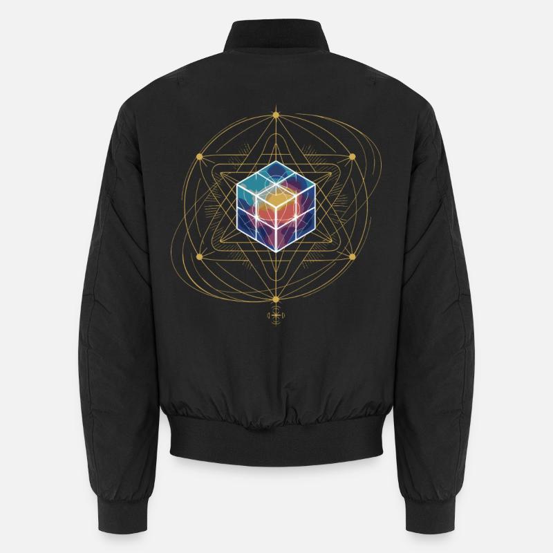 Metatron's Cube Sacred Geometry Cosmic Art Unisex Bomber Jacket