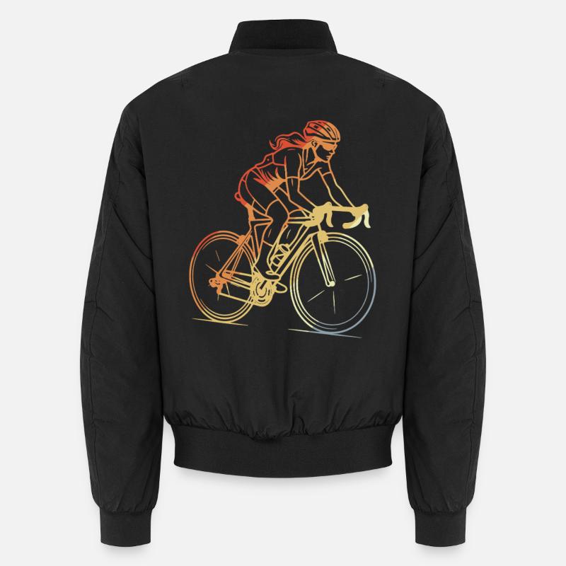 Retro Radfahrerin Line Art Unisex Bomberjacke