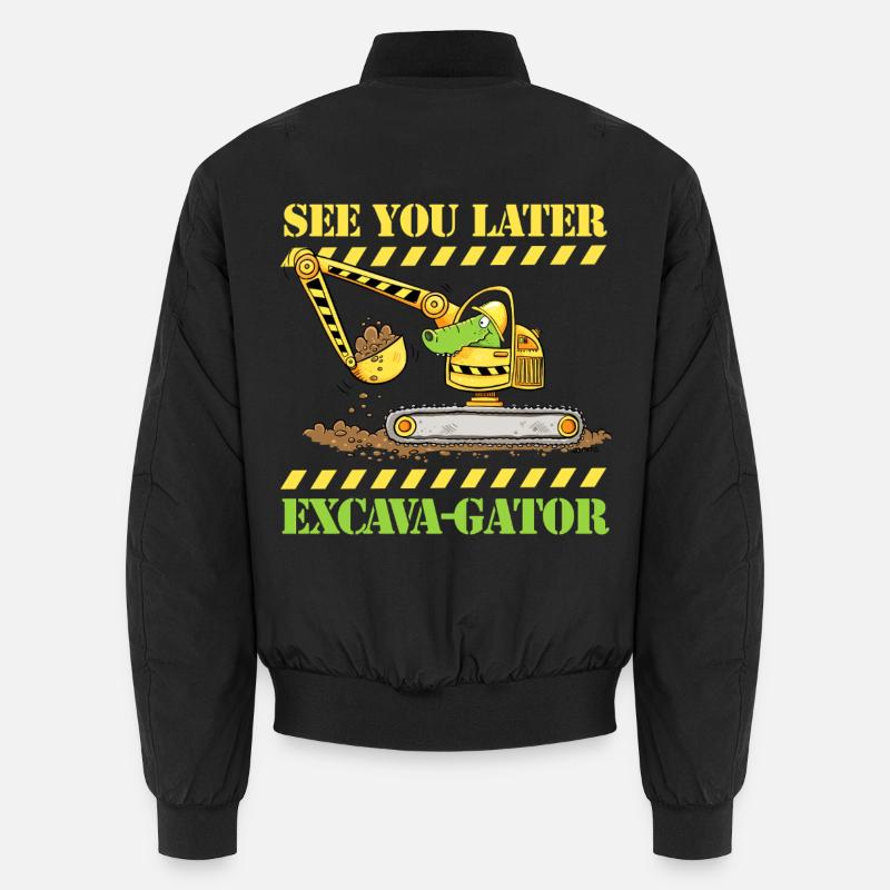 Excavatrice de chantier crocodile disant jeu de mots Bomber unisexe
