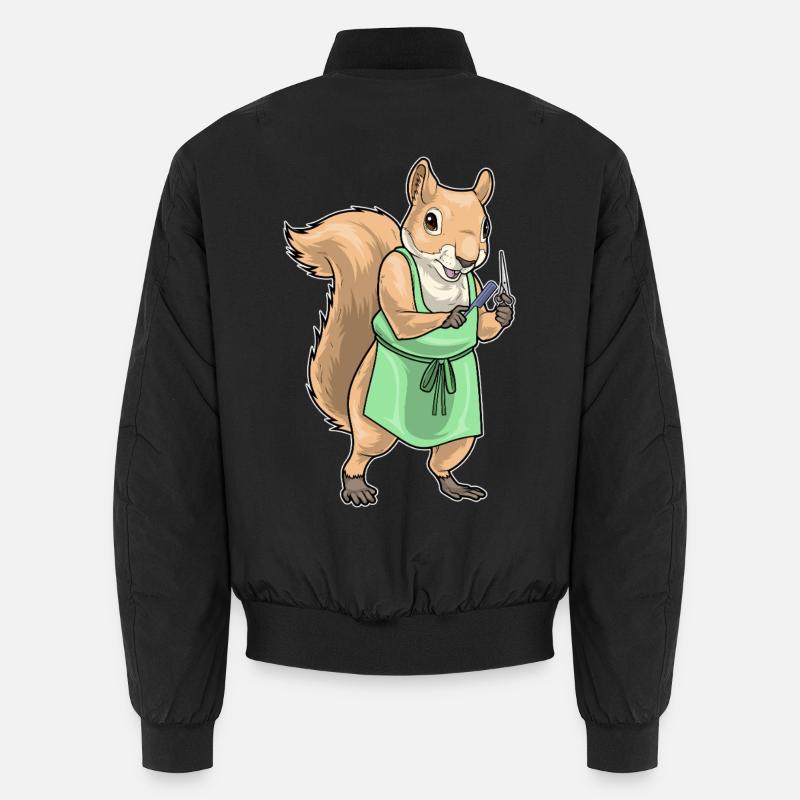Squirrel Hairdresser Scissors Comb Unisex Bomber Jacket
