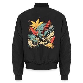 Bicycle Cartoon Look - Unisex Bomber Jacket - black - Back - AI Model Male 185 light (185cm)