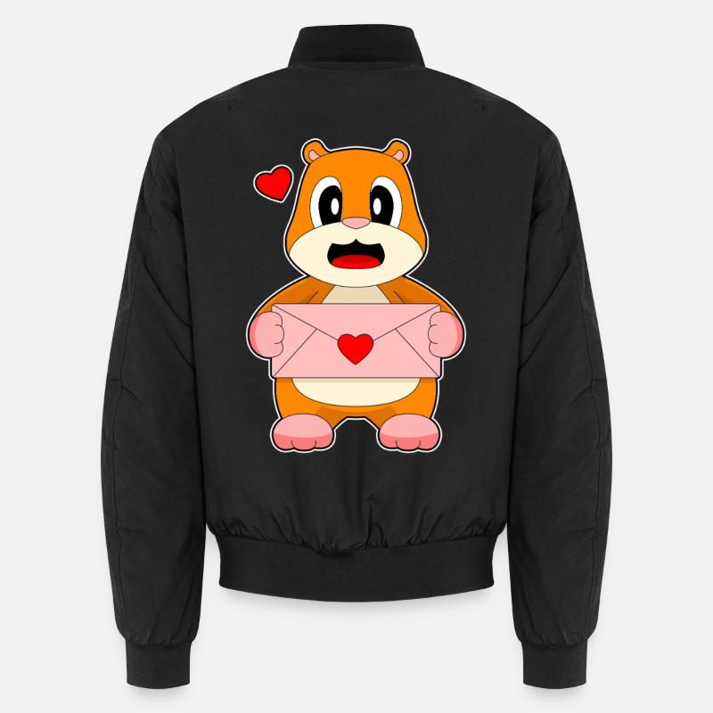 Hamster Love Letter - Unisex Bomber Jacket - black