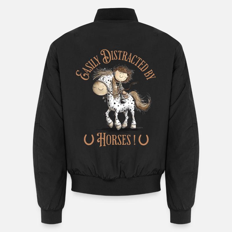 Drolliges Pferd mit Reiter Und Pferde Spruch Unisex Bomberjacke