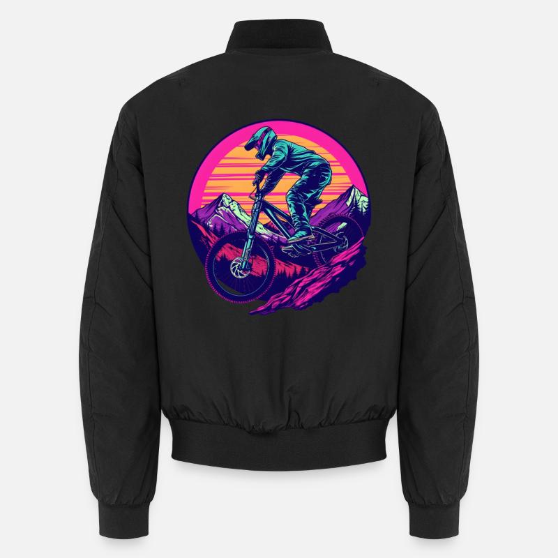 Mountain biking vaporwave - Unisex Bomber Jacket - black