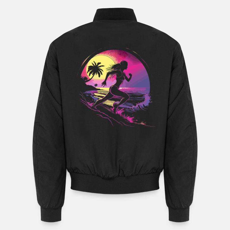 Runner Synthwave - Unisex Bomber Jacket - black