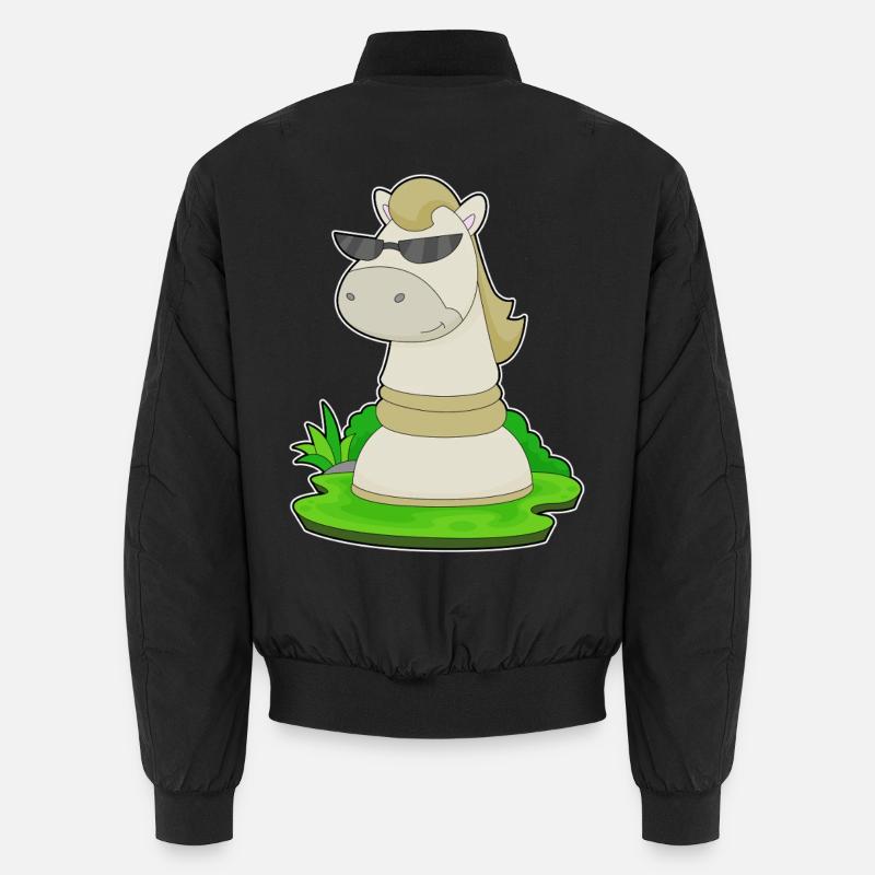 Schachfigur Springer Schach - Unisex Bomberjacke - Schwarz