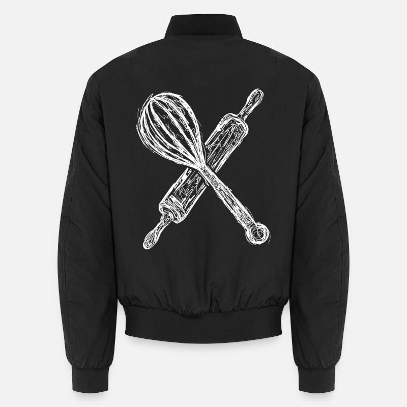 Sketch rolling pin and hand mixer Unisex Bomber Jacket