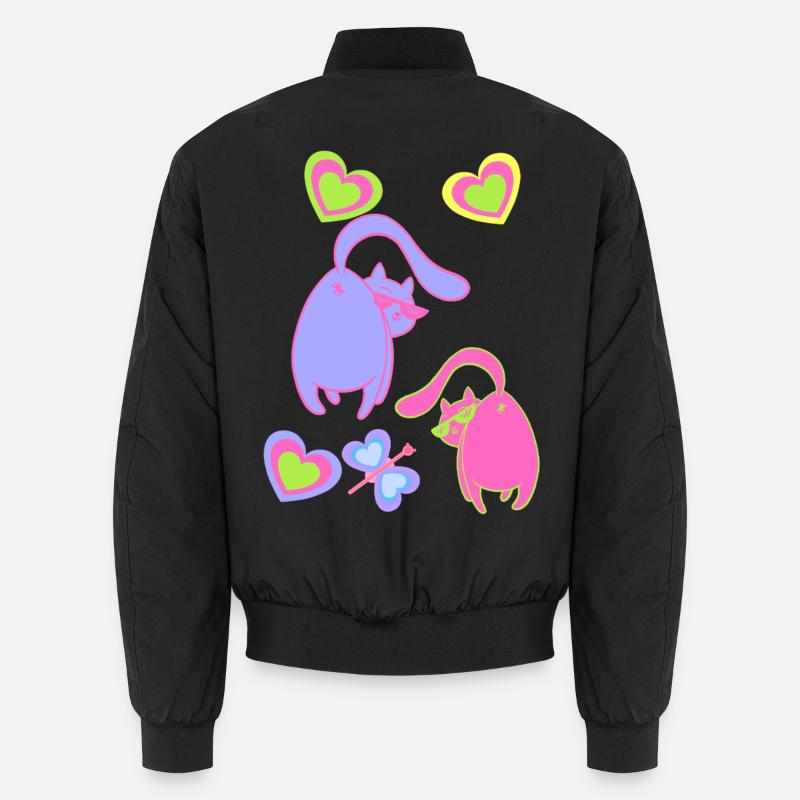 Valentin Katzen Katze Herz Herzen Liebe Partner Unisex Bomberjacke