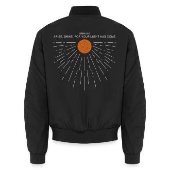 Sonne Bibelvers Jesaja 60:1 Glaube Christlich - Unisex Bomberjacke - Schwarz - Hinten - AI Model Male 185 light (185cm)