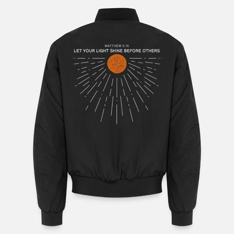 Sonne Bibelvers Matthäus 5:16 Glaube Christlich Unisex Bomberjacke