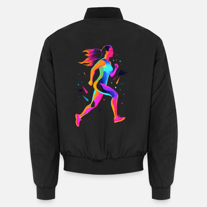 Läufermädchen Retrowave - Unisex Bomberjacke - Schwarz