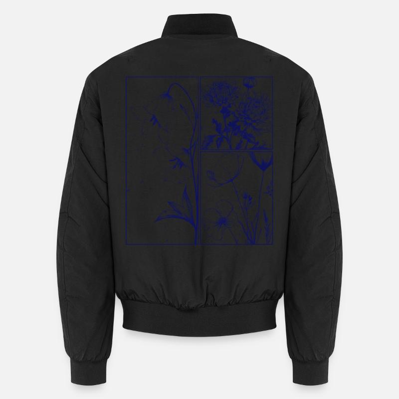 Floral Chrysanthemum Campanula Botanical Gift - Unisex Bomber Jacket - black