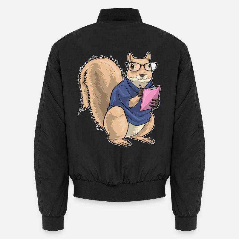 Squirrel Secretary Glasses Unisex Bomber Jacket