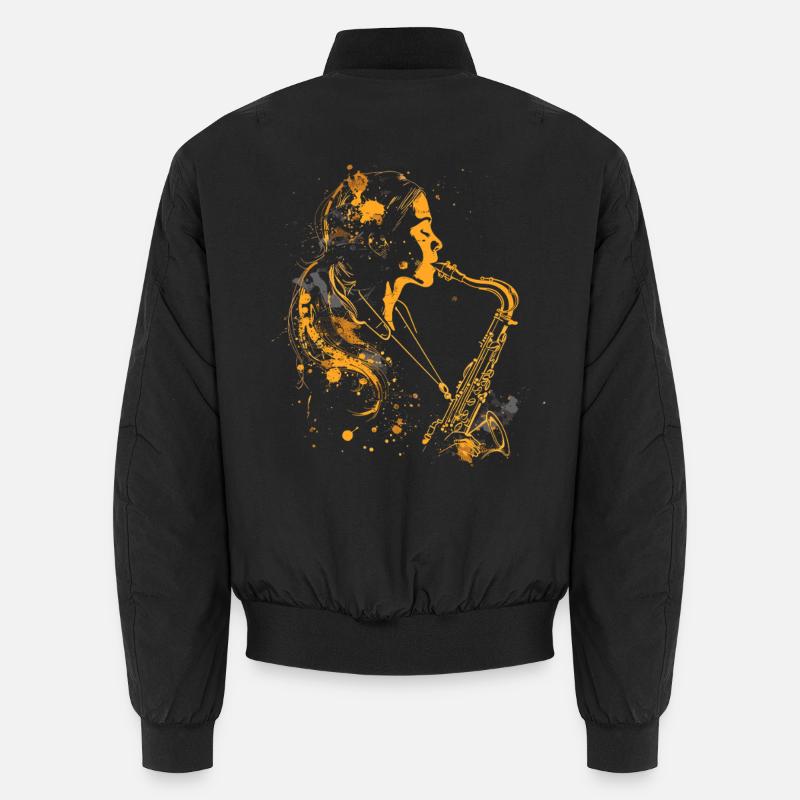 Saxophone fille graffiti - Bomber unisexe - noir